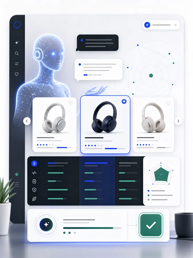 AI shopping agent comparison interface