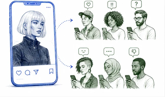 The transparency tax framework showing how disclosure changes inspection and audience response to AI influencers